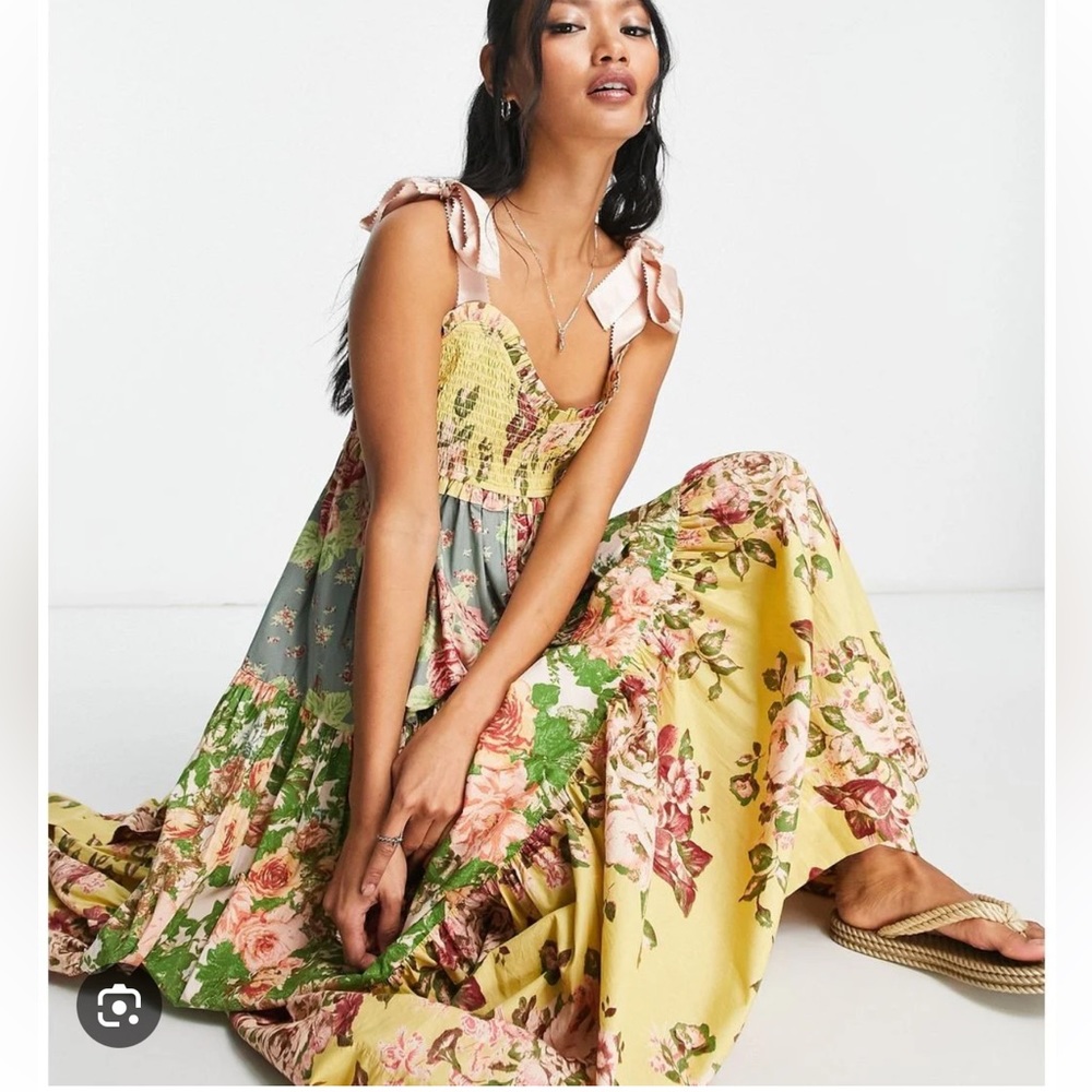 Free People Bluebell Maxi Dress in Warm Combo